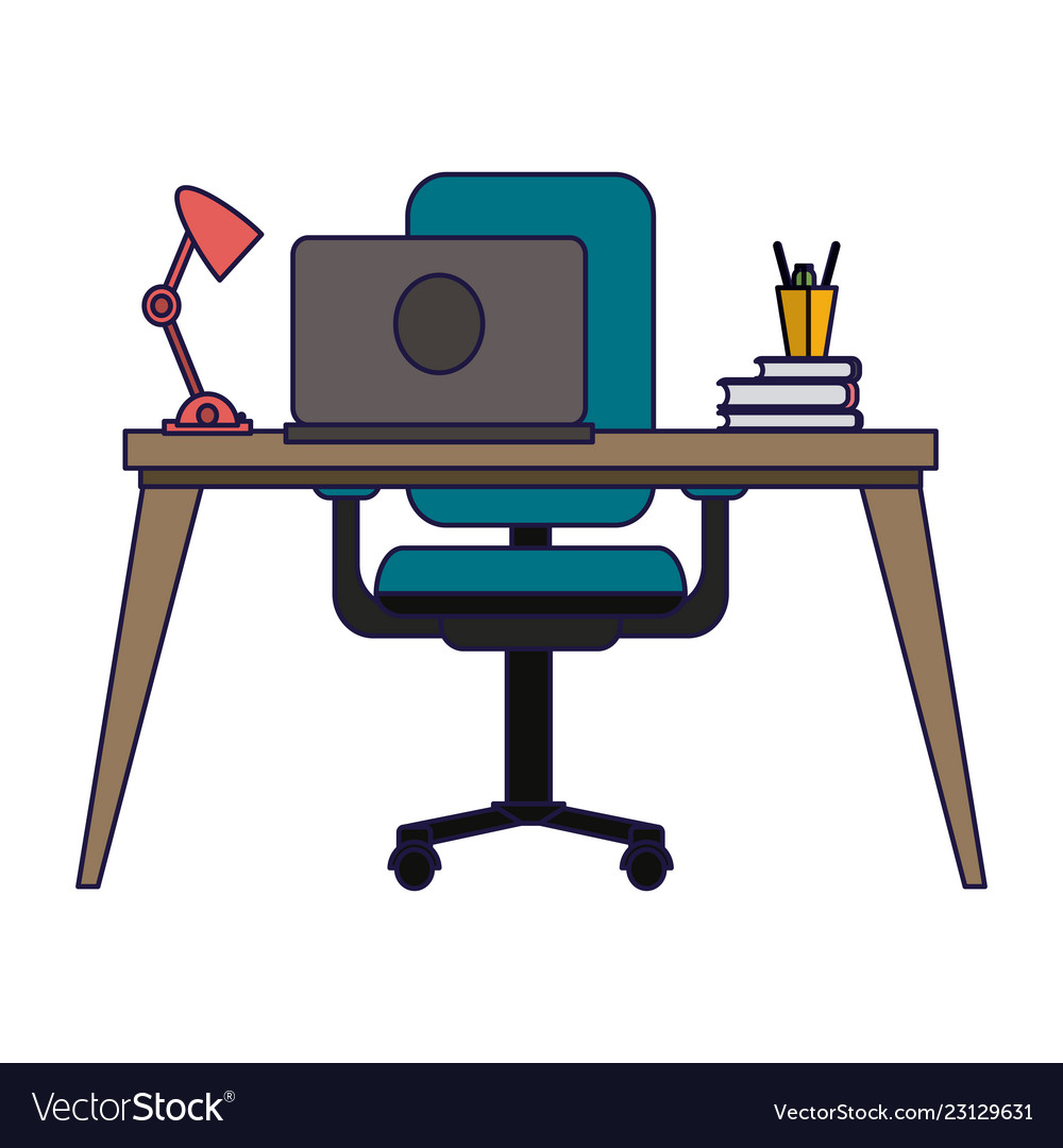 Office desk with computer vector image Office desk with computer