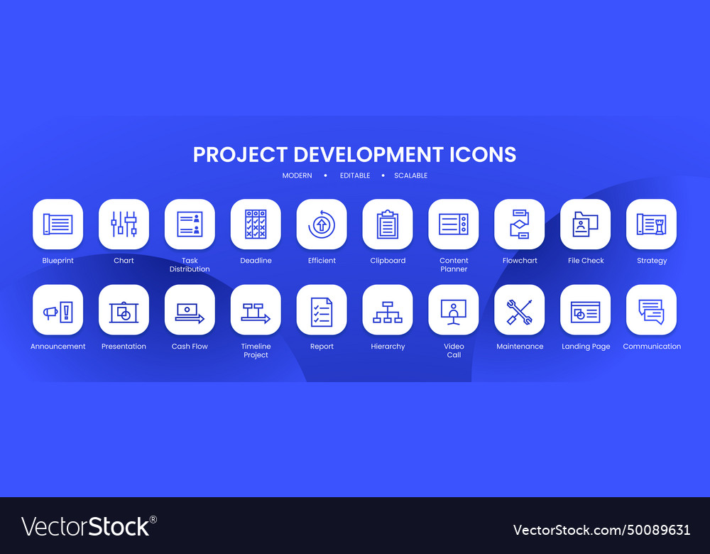 Project development icon collection with black Vector Image