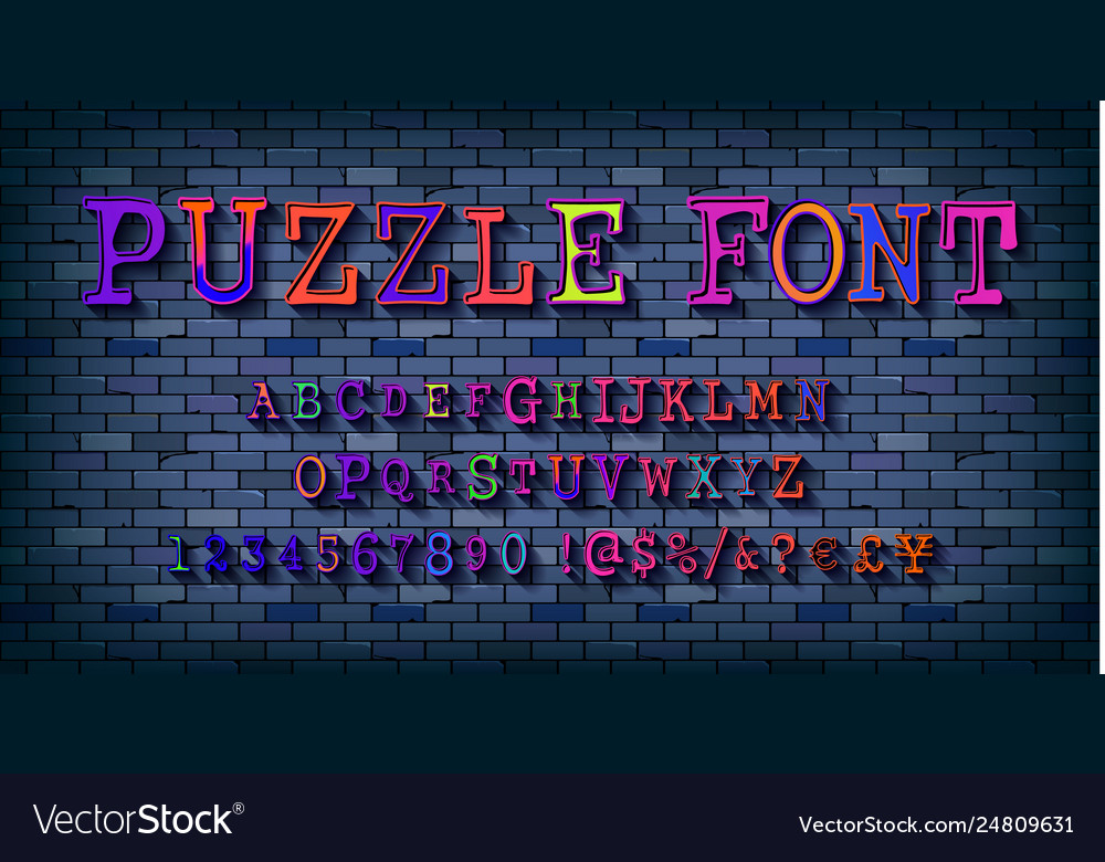 Puzzle font jigsaw alphabet and numbers vector image Puzzle font jigsaw alphabet and numbers