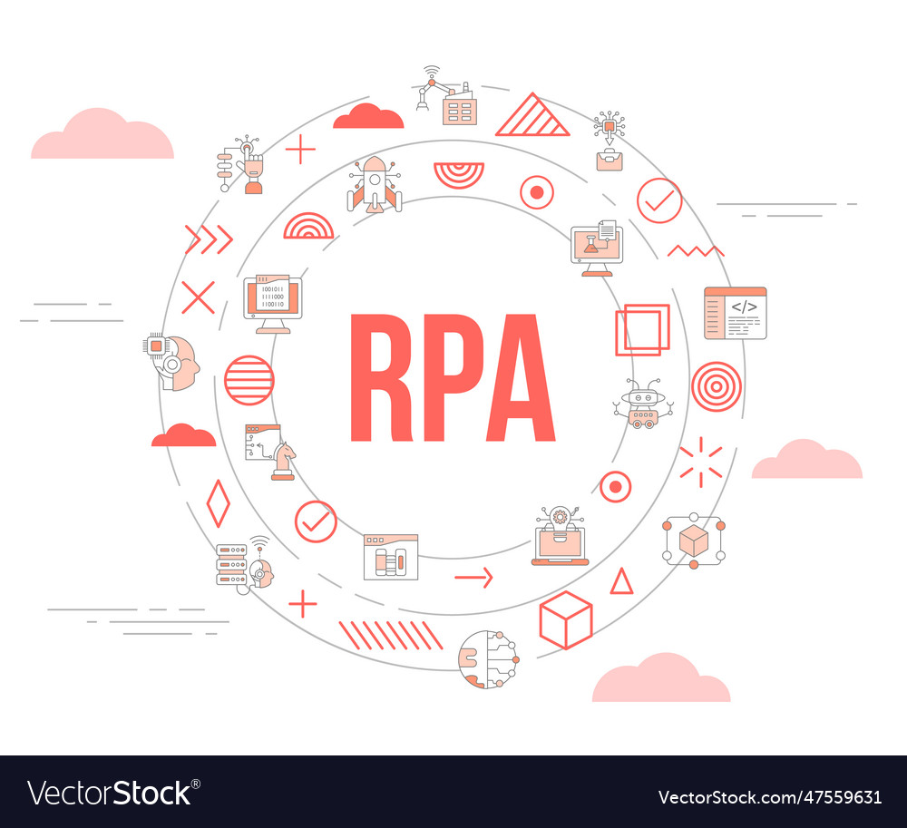 Rpa robotic process automation concept with icon vector image Rpa robotic process automation concept with icon