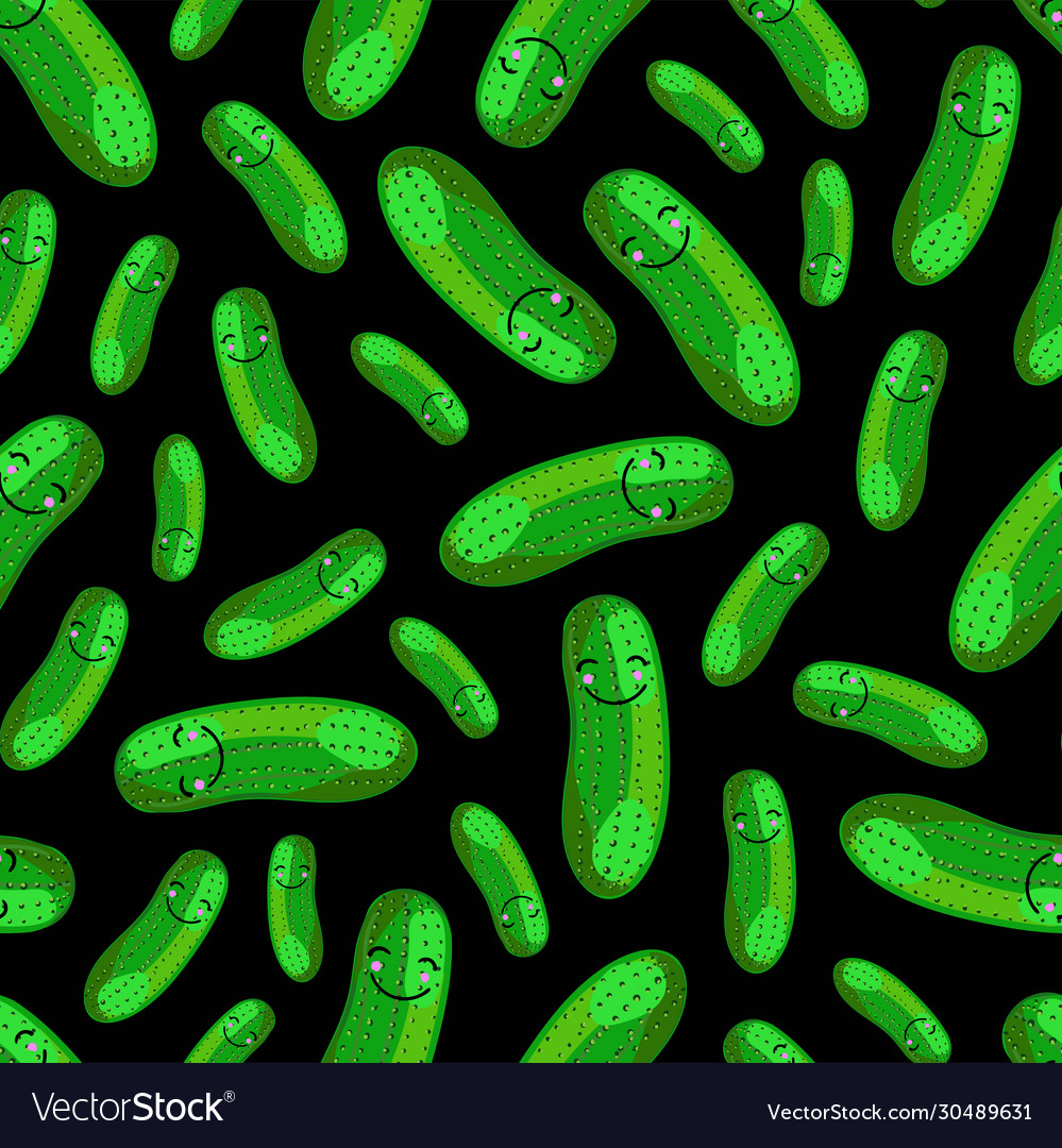 Seamless pattern cucumbers cucumber character vector image Seamless pattern cucumbers cucumber character