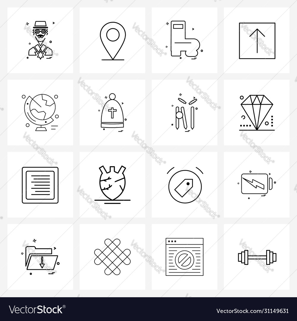 Set 16 einfache Liniensymbole für Web und Print