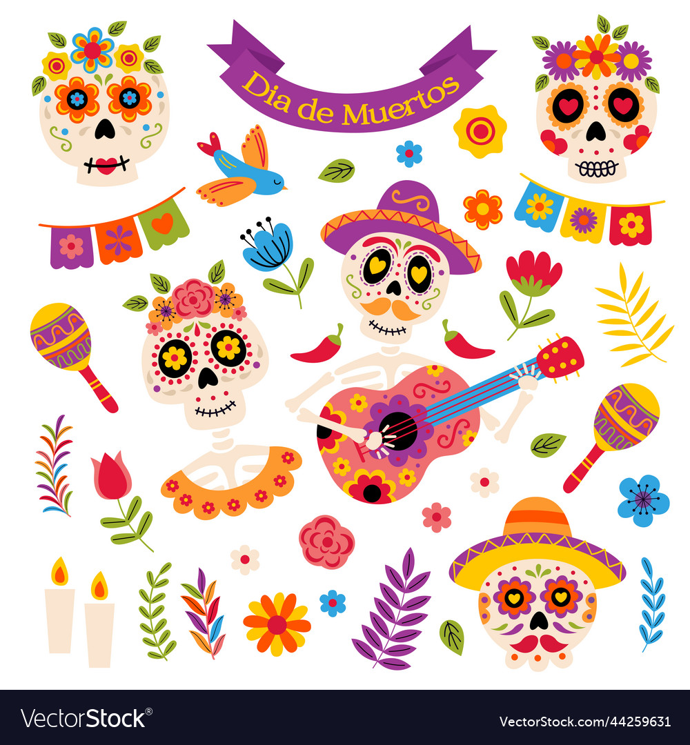 Set isolated elements for mexican holiday Vector Image