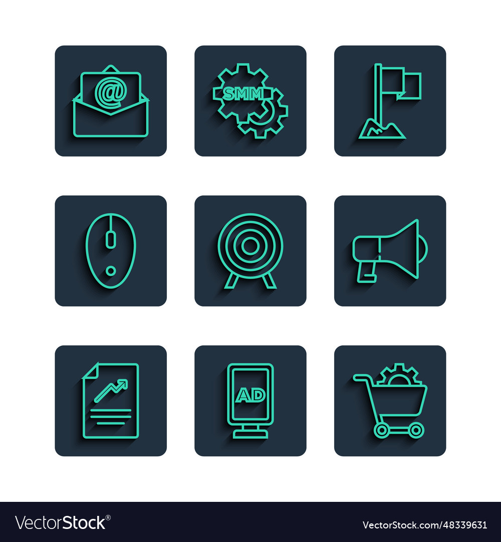 Set line document with graph chart advertising Vector Image Set line document with graph chart advertising