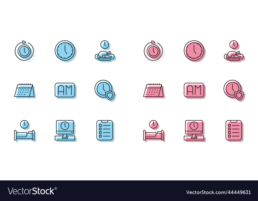 Set line time to sleep monitor clock vector image Set line time to sleep monitor clock