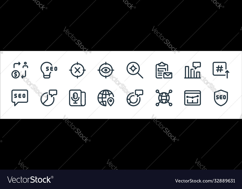 Web apps seo line icons linear set quality Vector Image Web apps seo line icons linear set quality