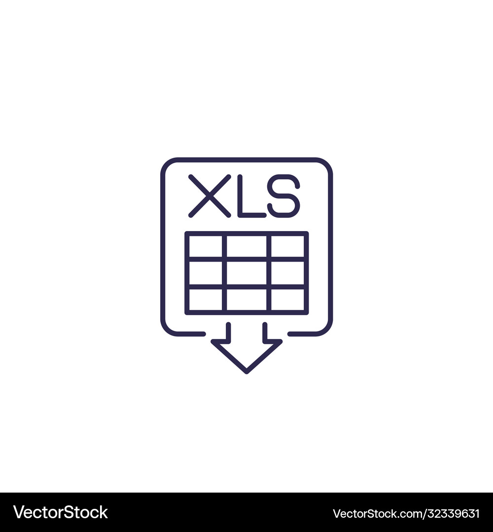 XLS Document Line Icon Royalty Free Vector Image