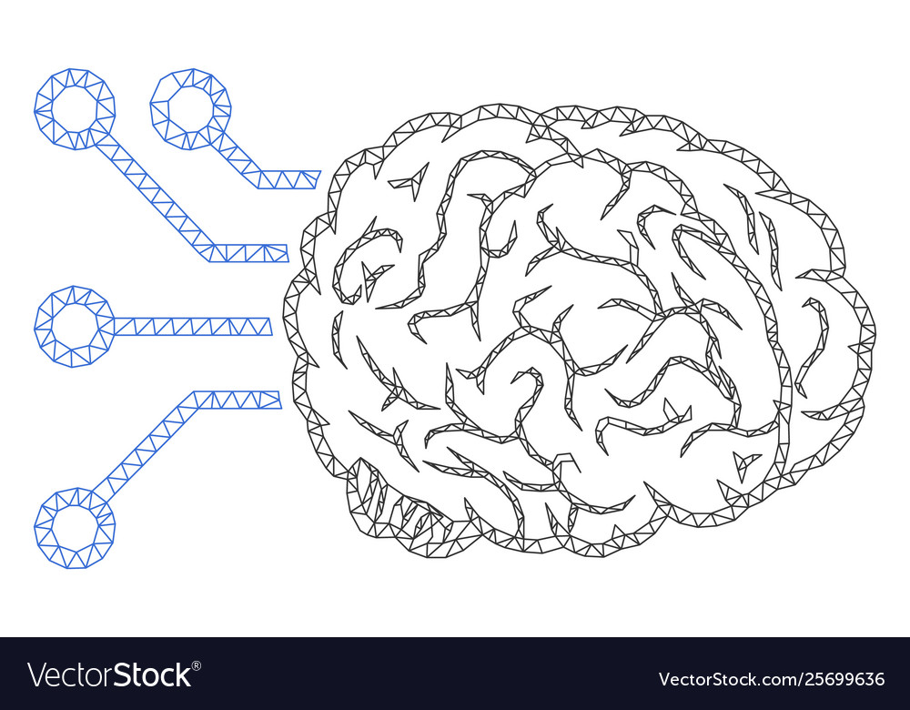 Brain computer interface polygonal frame vector image Brain computer interface polygonal frame