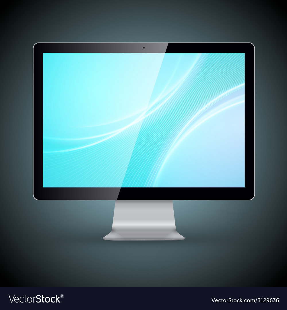 Computer display with wallpaper isolated on dark