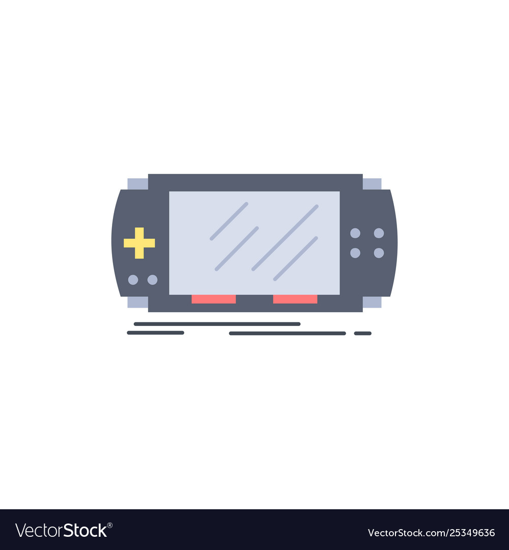 Console device game gaming psp flat color icon vector image Console device game gaming psp flat color icon