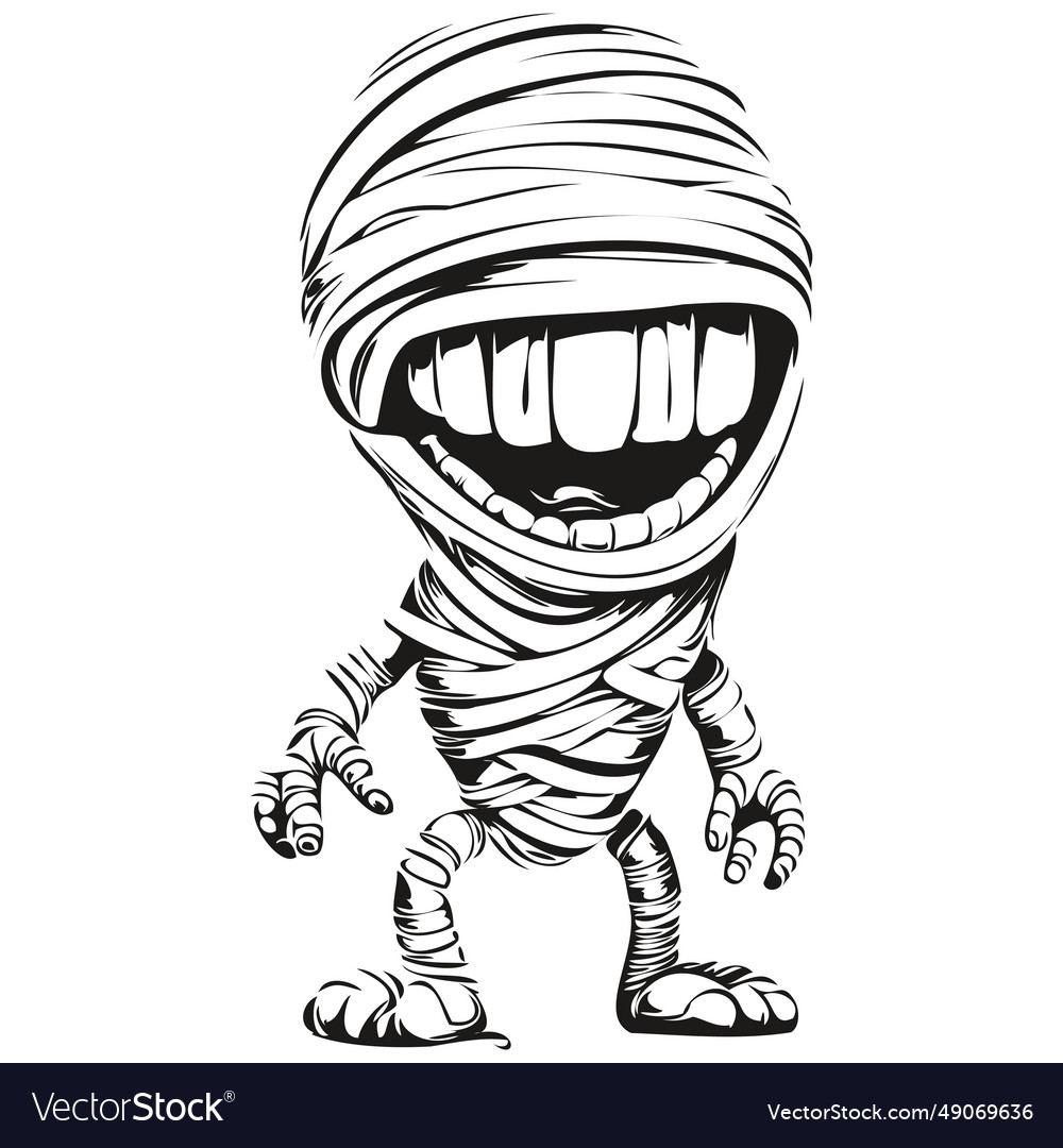 Creepy mummy curse in hand-drawn for halloween Vector Image