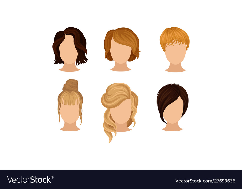 Different hairstyles set woman vector image Different hairstyles set woman