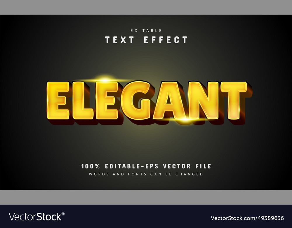 Elegant text effect with gold color vector image Elegant text effect with gold color