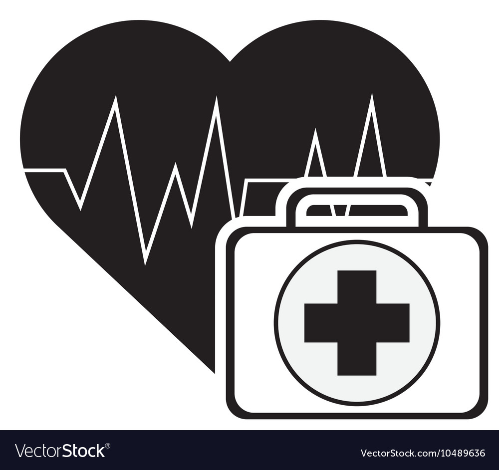 First aid kit and hear cardiogram icon