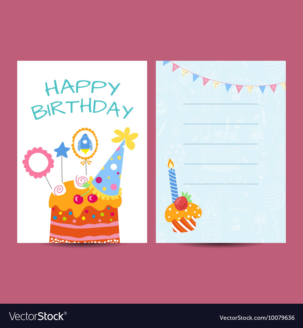 Happy birthday postcard Royalty Free Vector Image