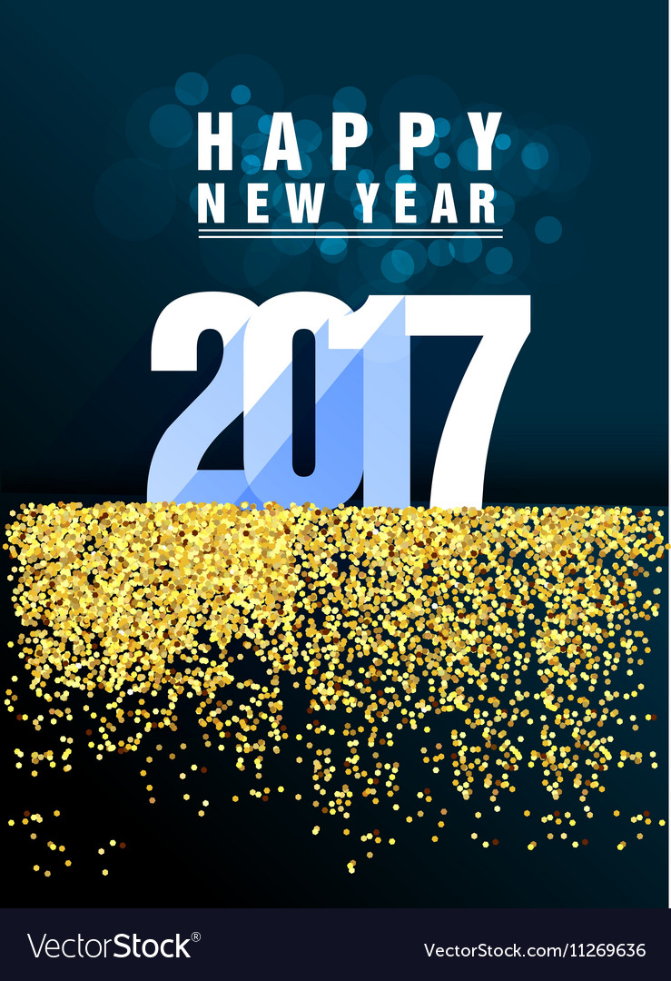 Frohes neues Jahr 2017 mit Gold Hintergrund