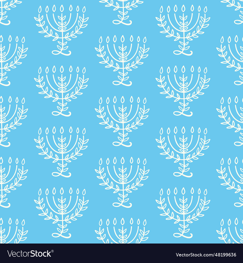 Menorah seamless pattern hanukkah background print vector image Menorah seamless pattern hanukkah background print