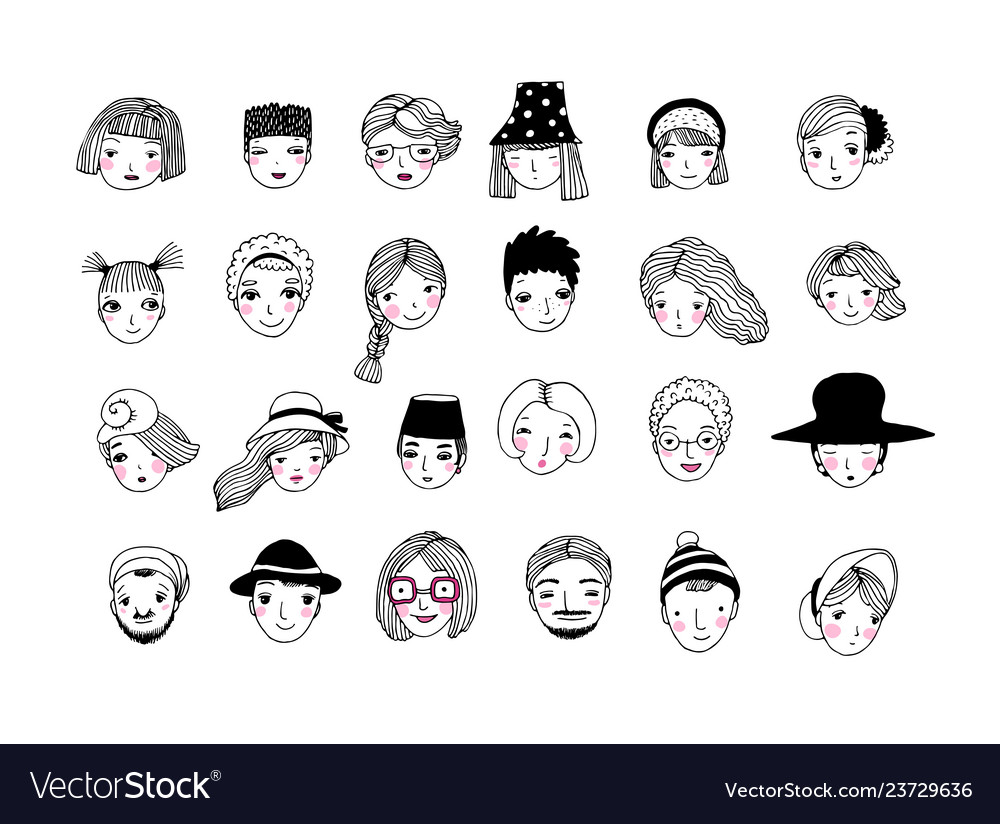 Pattern with graphical faces vector image Pattern with graphical faces