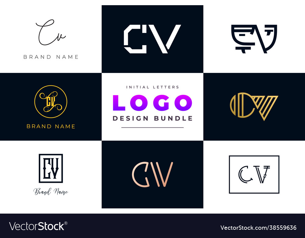 Set collection initial letters cv logo design