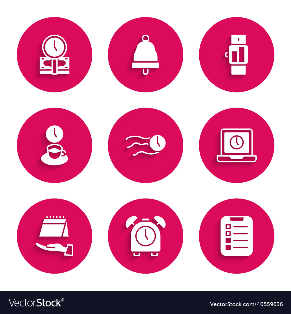 Set time flies on the clock alarm to do list vector image Set time flies on the clock alarm to do list