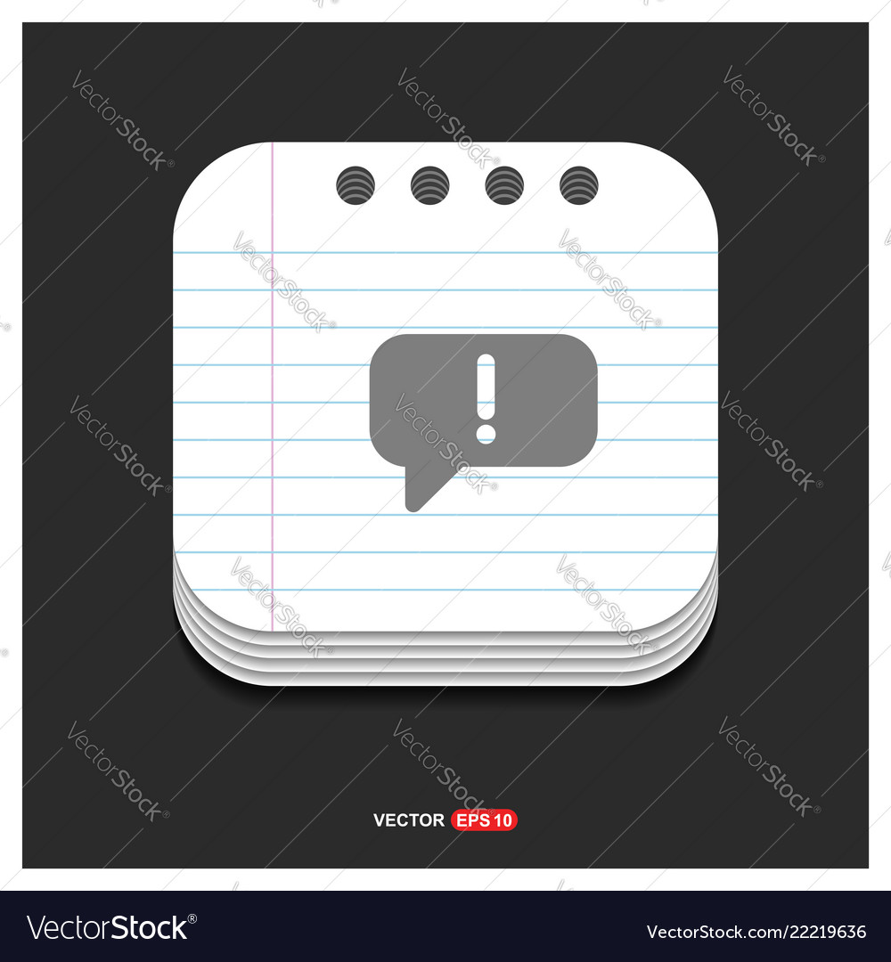 Speech bubble icon gray on notepad style