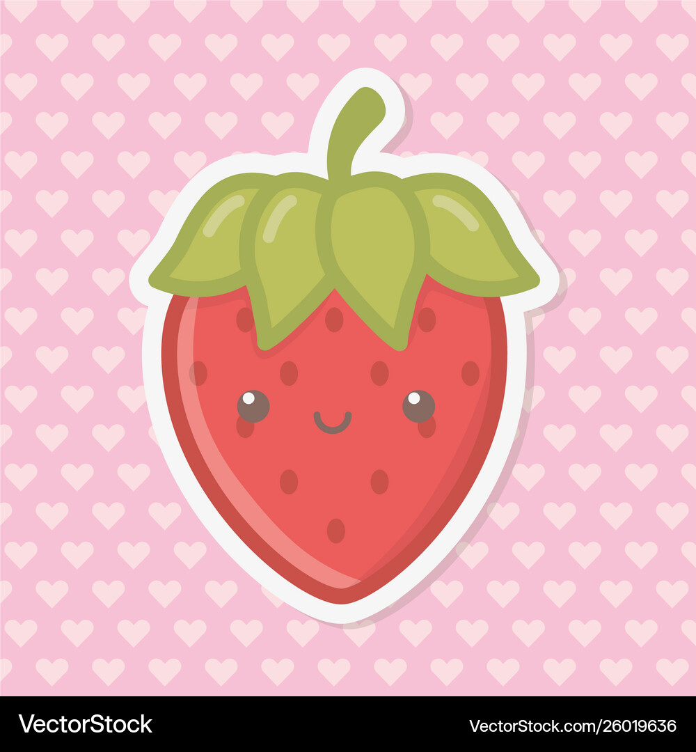 Strawberry fruit with leaves cartoon design Vector Image