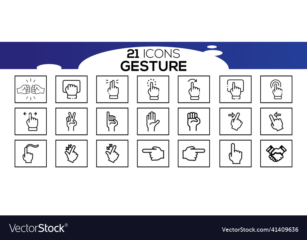 Touch screen gestures icons in thin line style