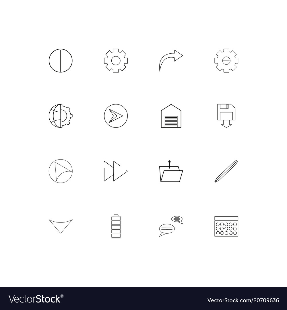 User interface simple linear icons set outlined