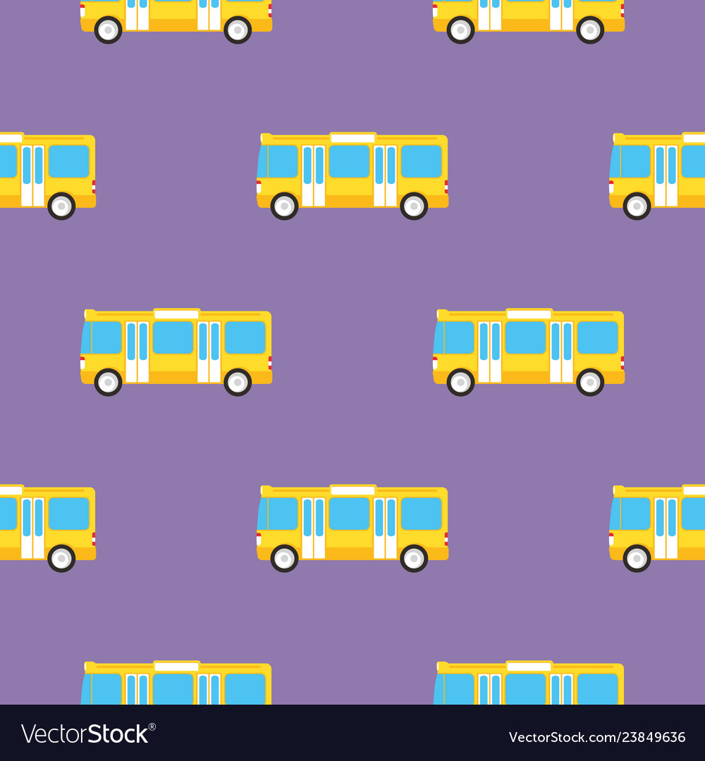 Yellow bus seamless pattern