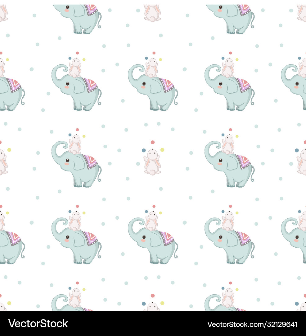 Adorable elephant seamless pattern Royalty Free Vector Image