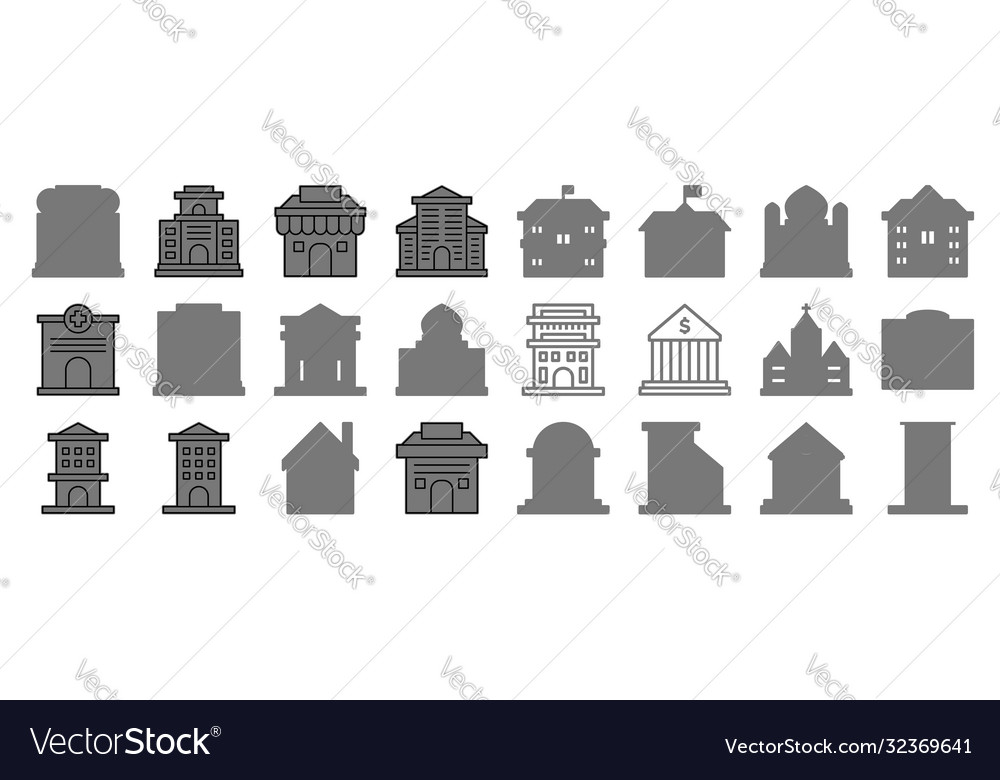 Building line icons linear set quality