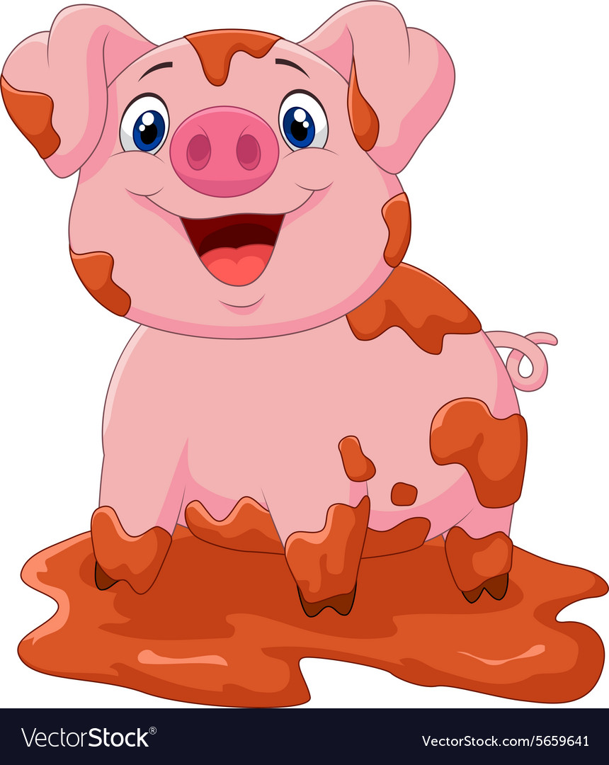 Cartoon cute baby pig Royalty Free Vector Image