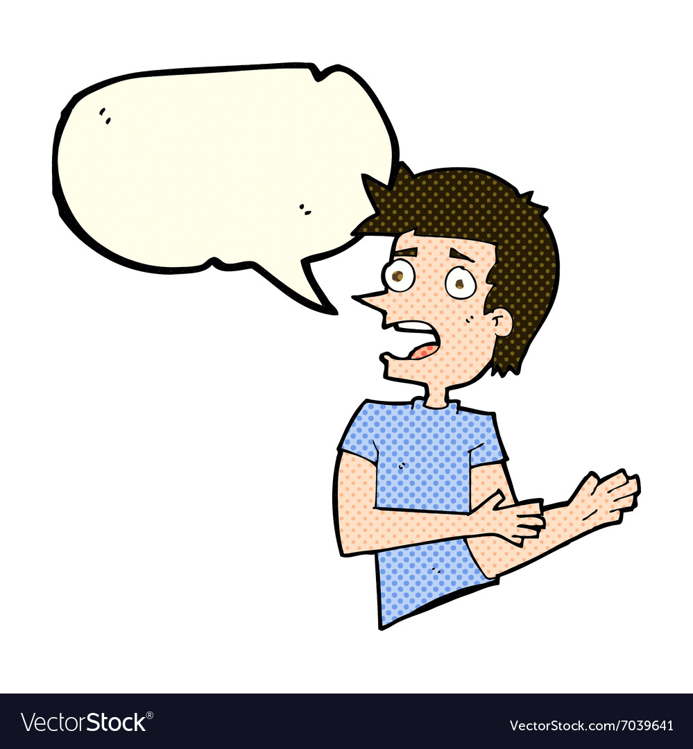 Cartoon stressed man with speech bubble Royalty Free Vector