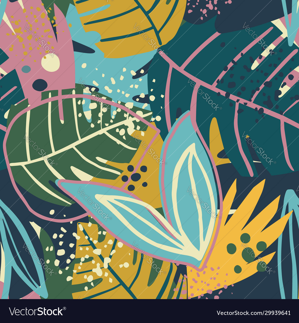 Contemporary exotic floral seamless pattern