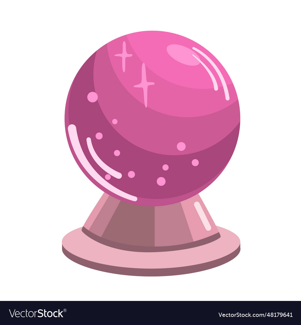 Crystal pink ball in cartoon stylea witches magic Vector Image