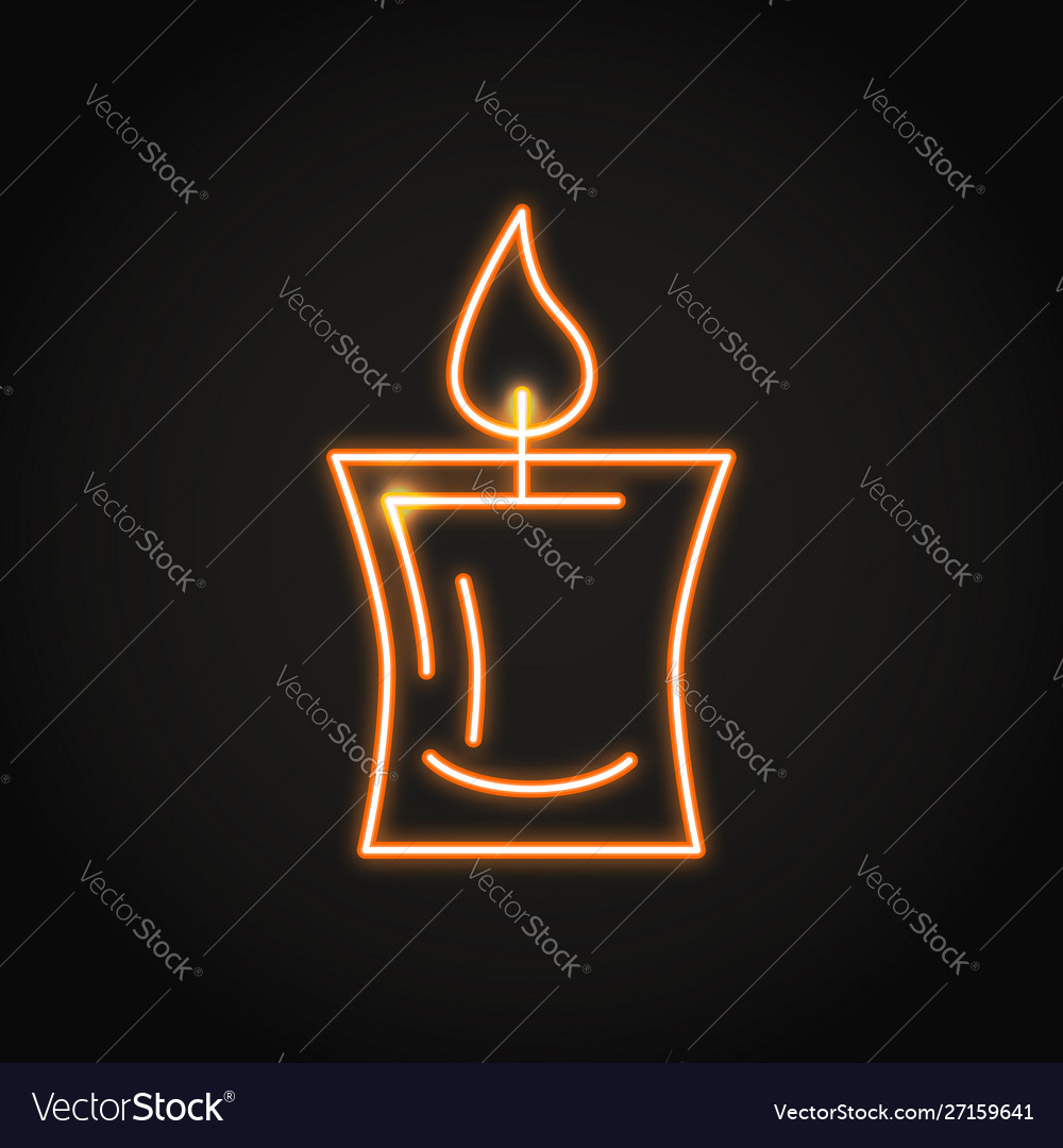 Decorative candle icon in neon line style