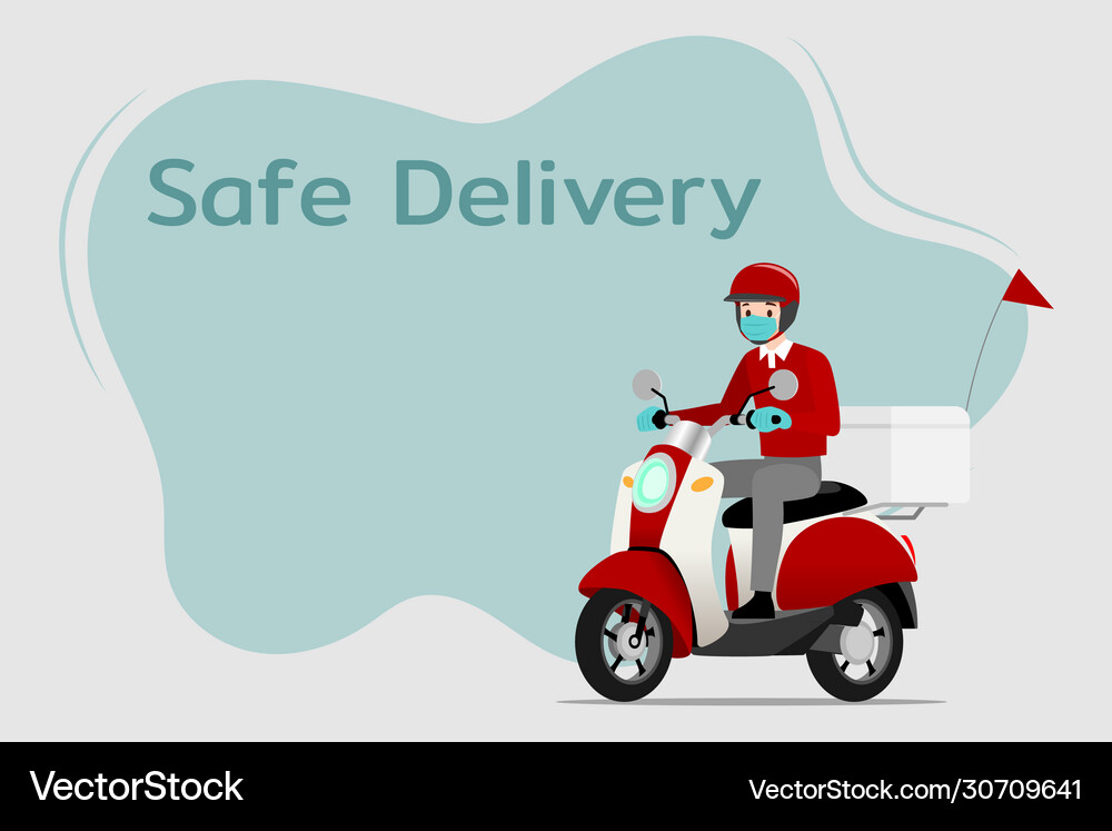 Delivery Rider with Mask Royalty Free Vector Image