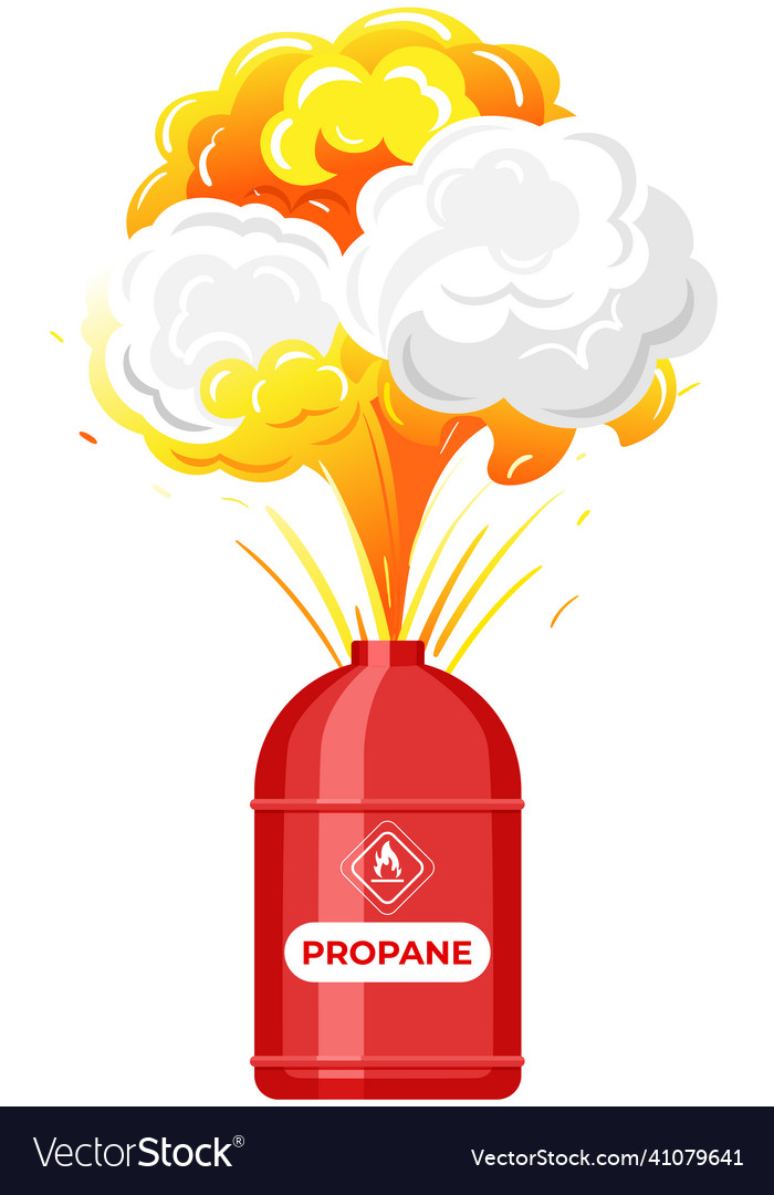 Explosion of gas in cylinder container with fuel Vector Image