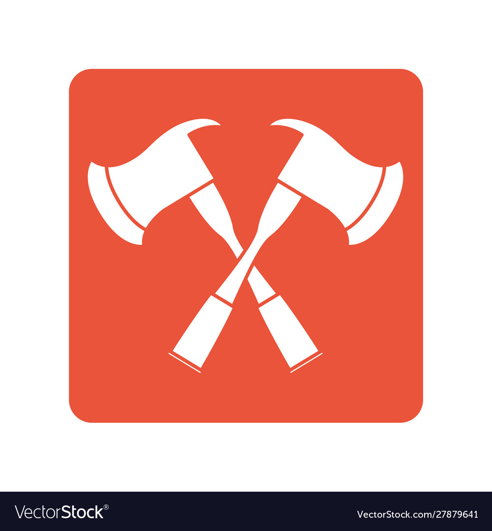 Fire axes crossed block line style icon