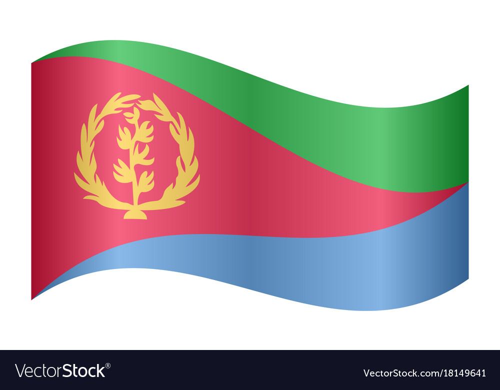 Flag of eritrea waving on white background