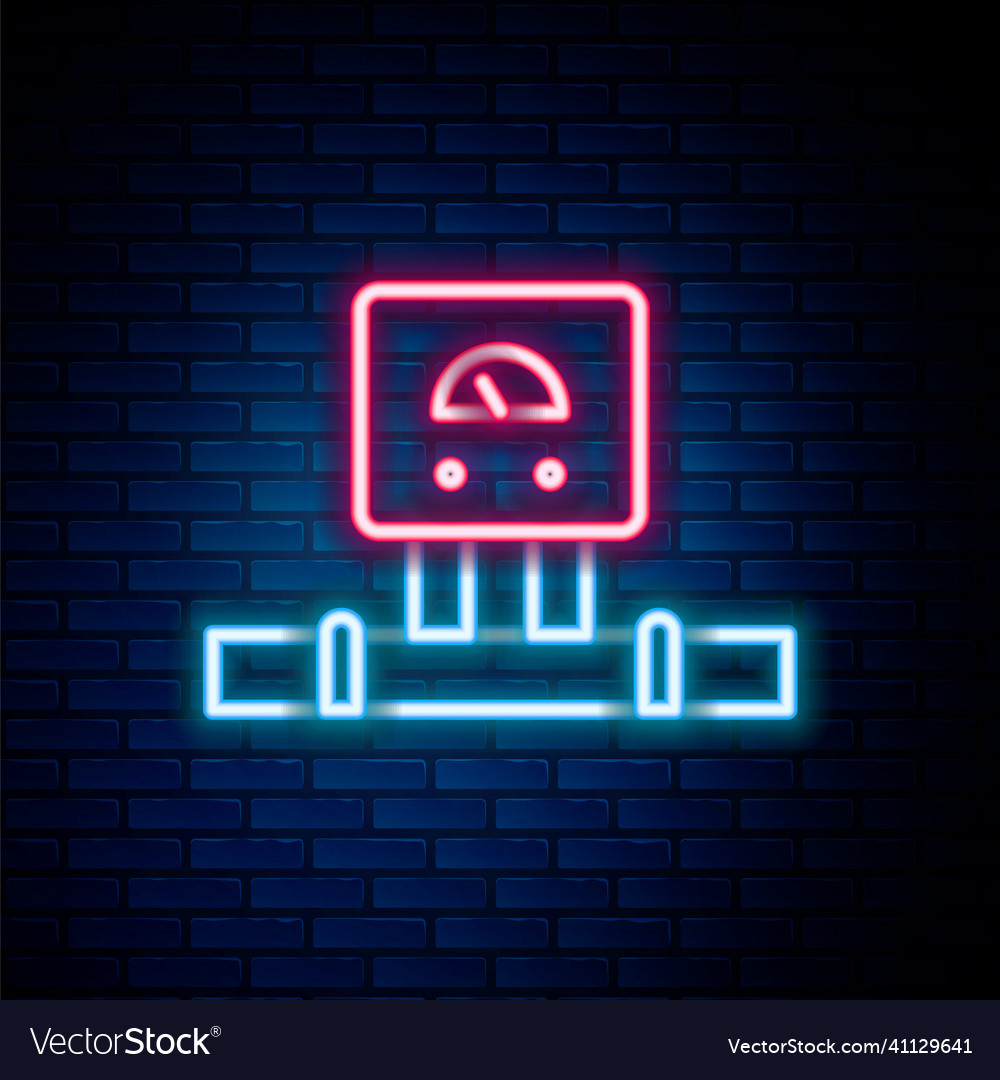 Glowing neon line smart sensor system icon vector image Glowing neon line smart sensor system icon