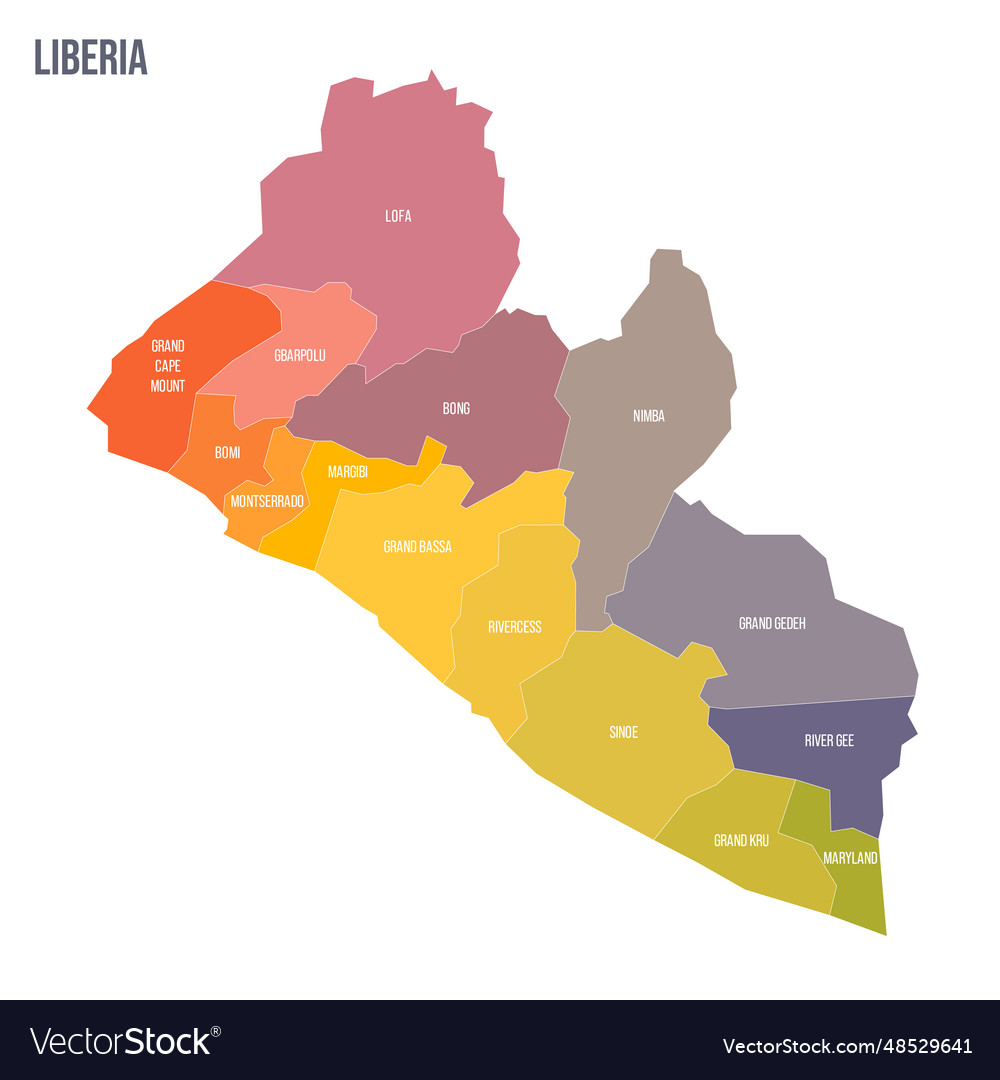 Liberia political map of administrative divisions Vector Image