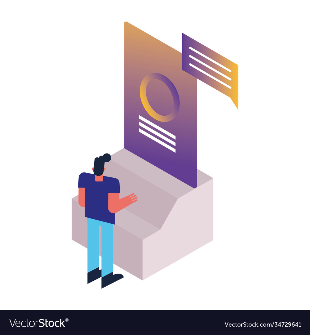 Man using machine technology icon