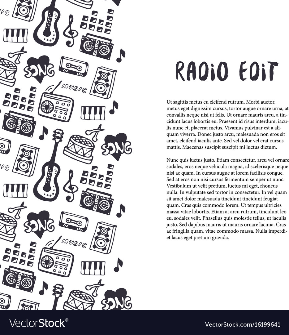 Music seamless border with musical instruments Vector Image