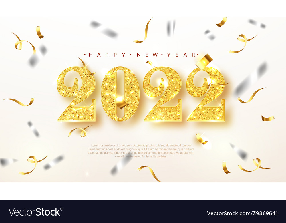 New year banner with 2022 gold glitter numbers Vector Image