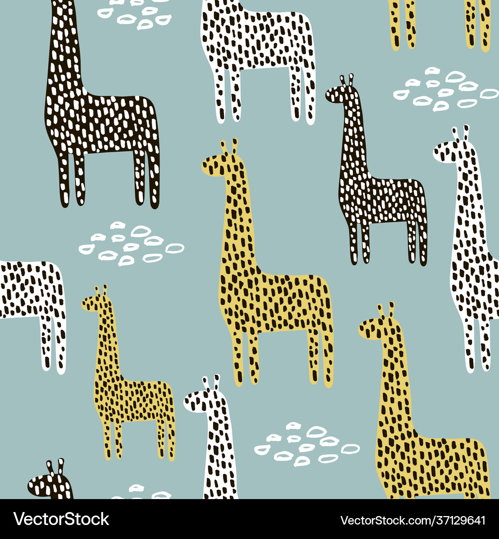 Seamless pattern with giraffe childish texture Vector Image