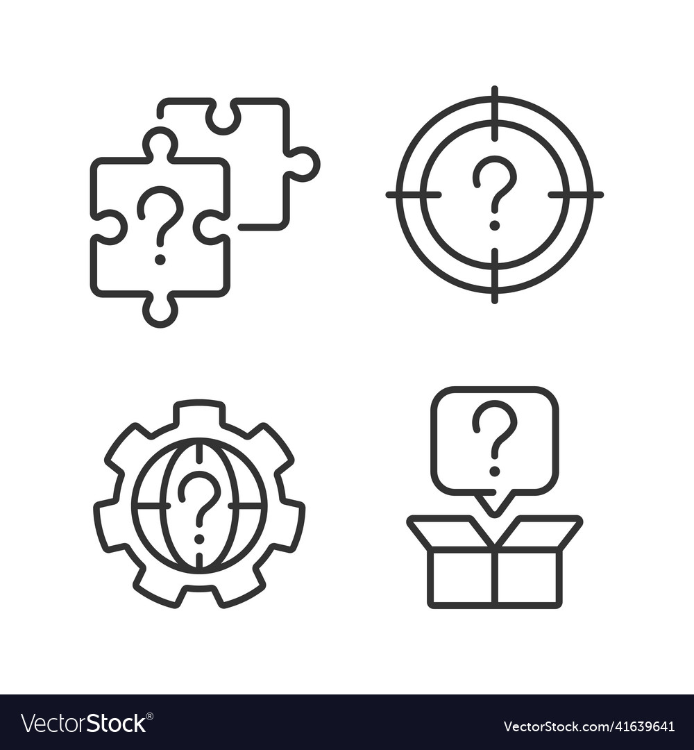 Searching of new problem solutions linear icons vector image Searching of new problem solutions linear icons