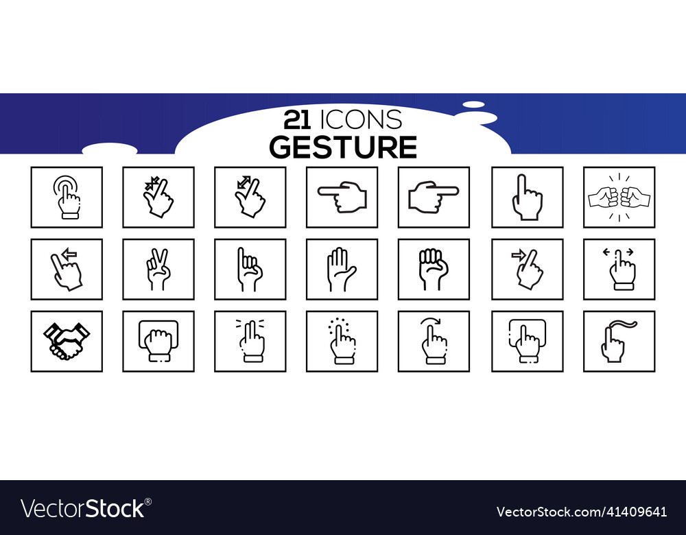Touch screen gestures icons in thin line style