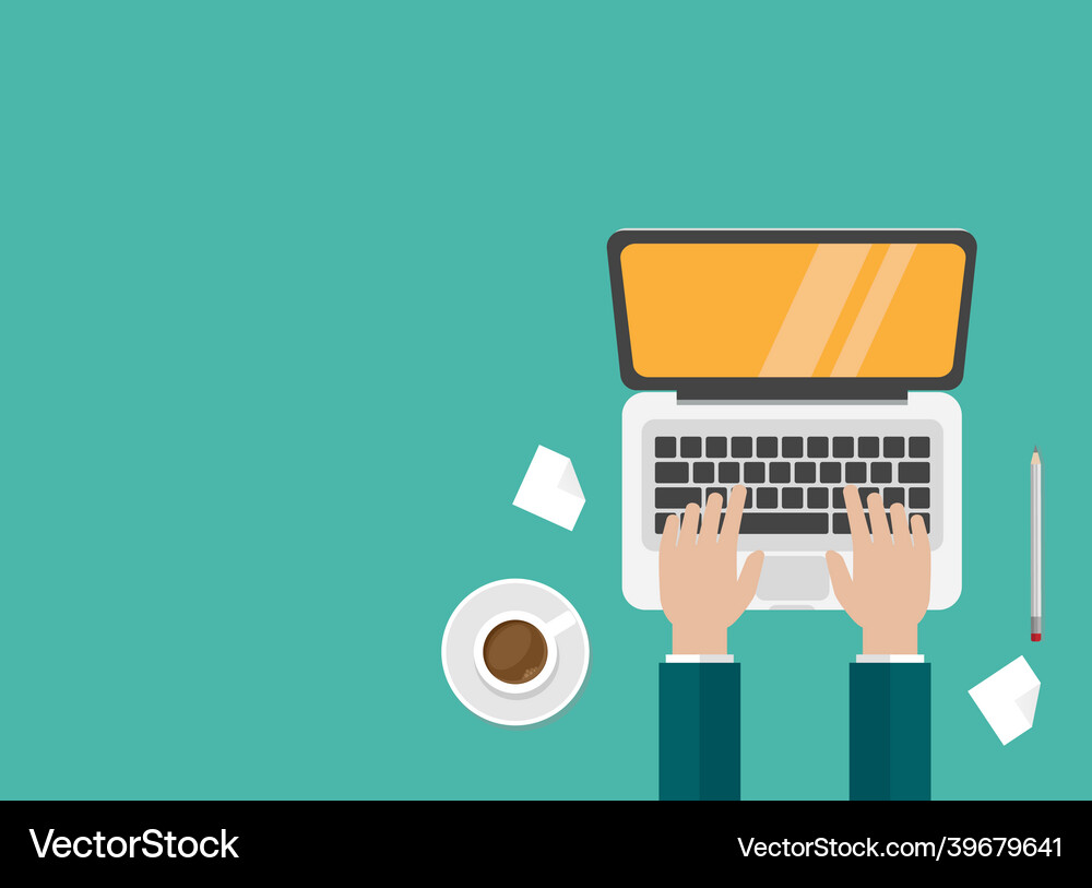 Workplace with coffee smartphone and laptop Vector Image
