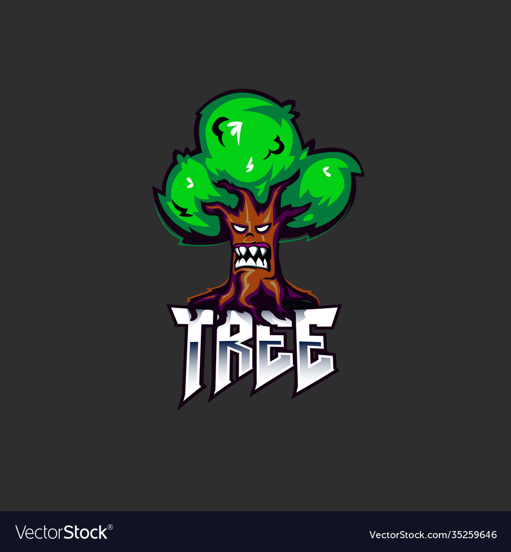 Angry tree mascot logo icon design concept Vector Image